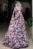 Georgette Purple Lehenga with Printed Work for Diwali