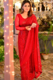 Georgette Red Sequins Embroidered Heavy Saree 