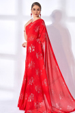 Georgette Red Sequins Embroidered Light Weight Saree