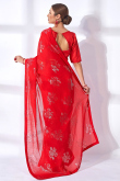 Georgette Red Sequins Embroidered Light Weight Saree
