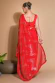 Georgette Red Sequins Embroidered Saree 