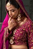 Georgette Ruby Pink Embroidered Panelled Style Lehenga