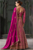 Georgette Ruby Pink Embroidered Panelled Style Lehenga