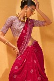 Ruby Pink Georgette Printed Light Weight Saree