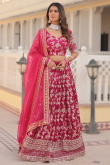 Silk Ruby Pink Zari Weaved Flared Style Lehenga