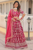 Silk Ruby Pink Zari Weaved Flared Style Lehenga