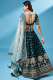 Georgette Sequins Embroidered Teal Blue Flared Style Lehenga 