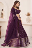Georgette Sequins Embroidered Purple Panelled Style Lehenga 
