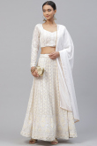 Georgette Sequins Embroidered White Panelled Lehenga
