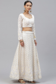 Georgette Sequins Embroidered White Panelled Lehenga