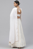 Georgette Sequins Embroidered White Panelled Lehenga
