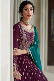 Georgette Teal Blue Embroidered Lehenga with Choli