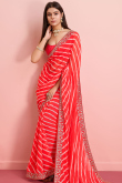 Georgette Tomato Red Leheriya Printed Saree