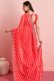 Georgette Tomato Red Leheriya Printed Saree