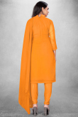 Georgette Turmeric Yellow Embroidered Churidar Suit