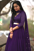 Georgette Violet Purple Flared Style Lehenga
