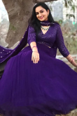 Georgette Violet Purple Flared Style Lehenga