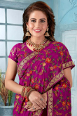 Georgette Wedding Saree In Magenta Colour