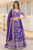 Silk Zari Weaved Violet Purple Flared Style Lehenga