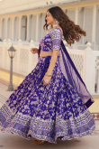 Silk Zari Weaved Violet Purple Flared Style Lehenga