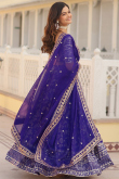 Silk Zari Weaved Violet Purple Flared Style Lehenga