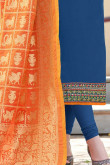 Resham Embroidered Faux Georgette Blue Churidar Suit