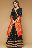 Dupion Anarkali Suit In Black Color for Wedding & Party