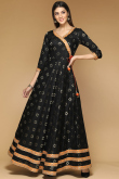 Dupion Anarkali Suit In Black Color for Wedding & Party