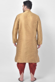 Gold Dupion Silk Indo-Western Men Kurta With Dhoti