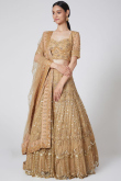 Net Gold Thread Embroidered Lehenga for Wedding 