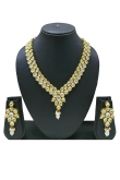 Gold-Plated White Kundan Choker Necklace And Earrings Set