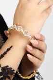 Gold-Pleated Stone-Studded Traditional Kada