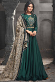 Satin and Silk Eid Anarkali Suit with Resham Embroidered