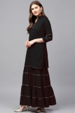 Gota Lace Embroidered Rayon Black Kurti