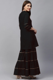 Gota Lace Embroidered Rayon Black Kurti