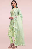 Gota Patti Embroidered Chanderi Pistachio Green Churidar Suit