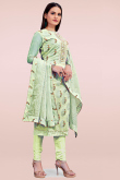 Gota Patti Embroidered Chanderi Pistachio Green Churidar Suit