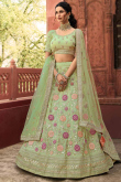 Gota Patti Embroidered Organza Mint Green Lehenga