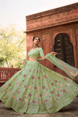 Gota Patti Embroidered Organza Mint Green Lehenga