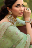 Gota Patti Embroidered Organza Mint Green Lehenga