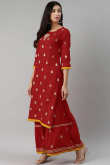 Gota Patti Embroidered Rayon Maroon Kurti