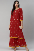 Gota Patti Embroidered Rayon Maroon Kurti