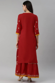 Gota Patti Embroidered Rayon Maroon Kurti