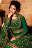 Resham Embroidered Georgette Green Eid Anarkali Suit