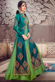 Resham Embroidered Silk Green Anarkali Suit
