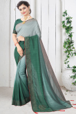 Green And Grey Stone Work Art Silk Saree