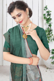 Green And Grey Stone Work Art Silk Saree