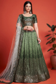 Green Chinnon Sequins Embroidered A-Line Style Lehenga 