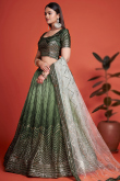 Green Chinnon Sequins Embroidered A-Line Style Lehenga 