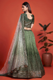 Green Chinnon Sequins Embroidered A-Line Style Lehenga 